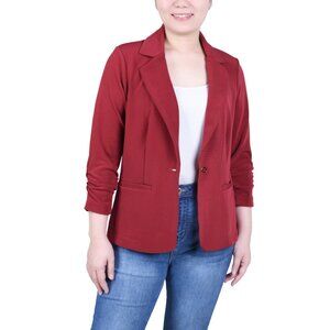 Ny Collection  3/4 Sleeve Knit Ottoman Jacket Red Petite Size PXL